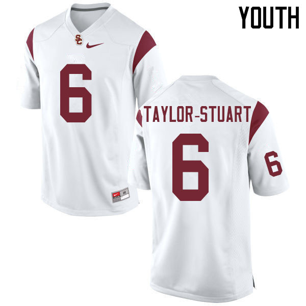 Youth #6 Isaac Taylor-Stuart USC Trojans College Football Jerseys Sale-White